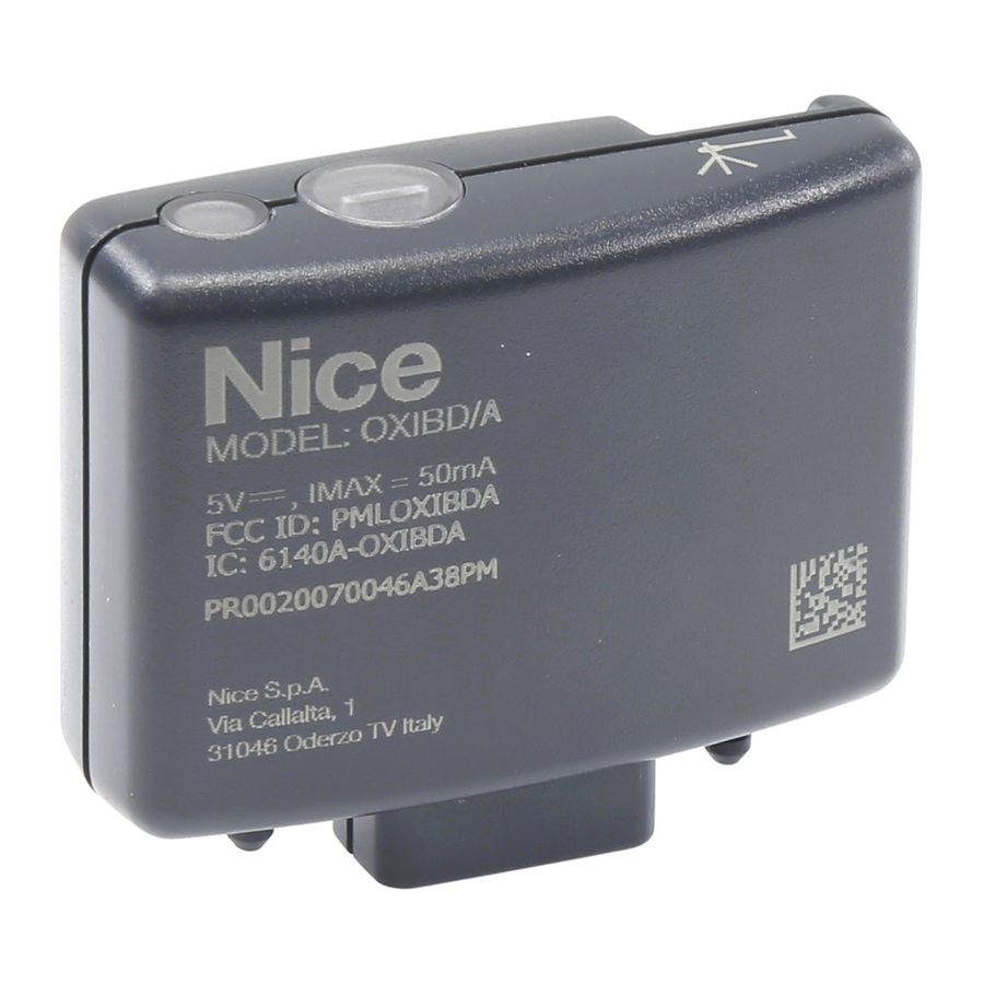 Nice OXIBD Instrucciones De Instalación Y Funcionamiento