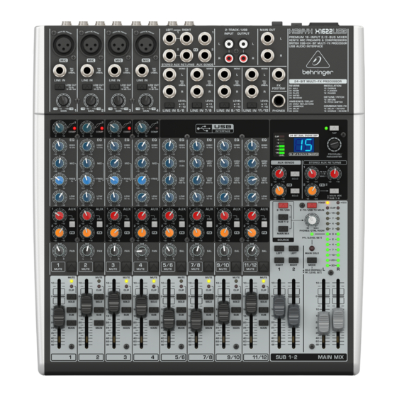 Behringer XENYX X1622USB Instrucciones De Seguridad/Manejo