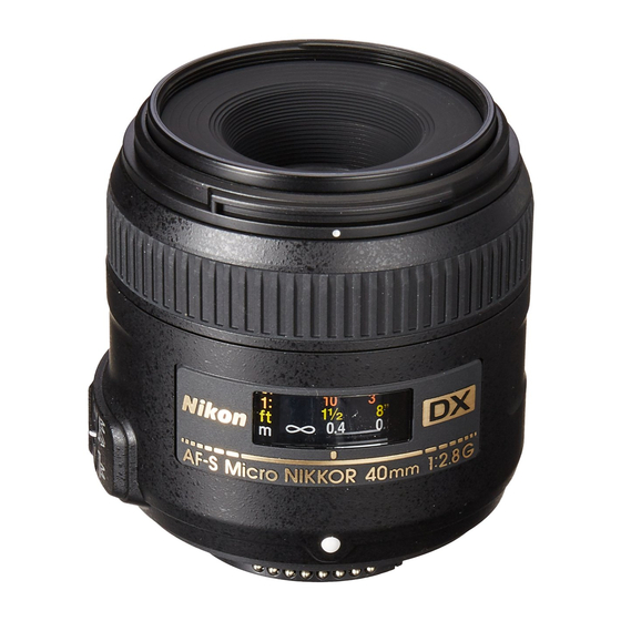 Nikon AF-S DX Micro NIKKOR 40mm f/2.8G Manual Del Usuario