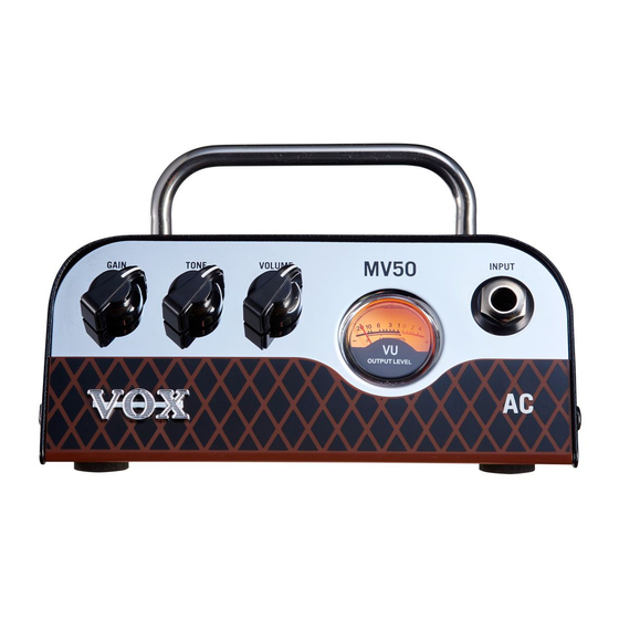 Vox MV50 High Gain Boutique Compact Manual De Usuario