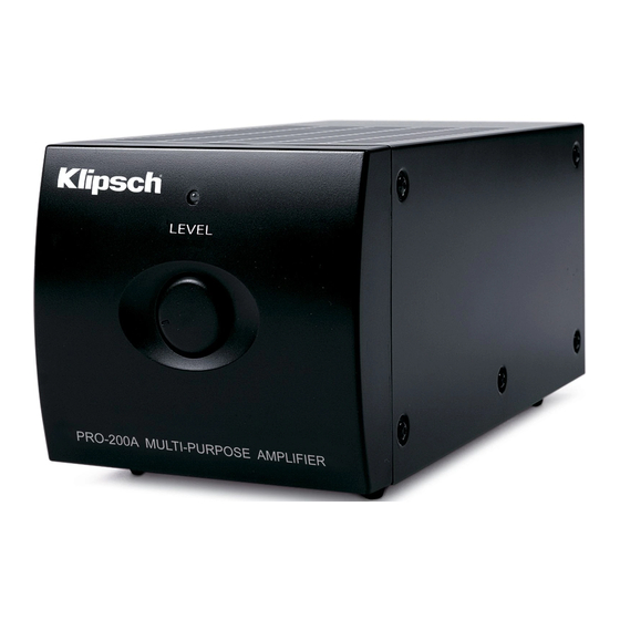 Klipsch Professional Serie El Manual Del Propietario