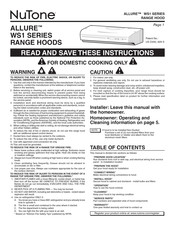 Nutone ALLURE WS1 Series Manual