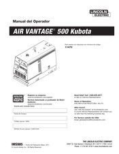 Lincoln Electric AIR VANTAGE 500 KUBOTA K2325 -2 Manual Del Operador