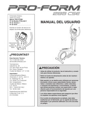 ICON Health & Fitness PRO-FORM 295 CSE Manual Del Usuario