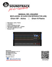 Soundtrack pro-audio Orion-16 Pasiva Manual Del Usuario