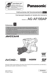 Panasonic AVCCAM AG-AF100AP Lnstrucciones De Funcionamiento