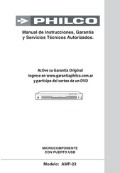 Philco AMP-23 Manual De Instrucciones Garantía Y Servicios Técnicos Autorizados