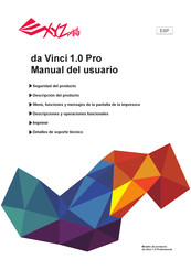 XYZprinting da Vinci 1.0 Pro Manual Del Usuario