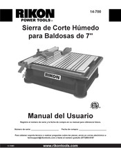 Rikon Power Tools 14-700 Manual Del Usuario