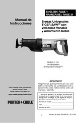 Porter Cable TIGER SAW 741 Manual De Instrucciones