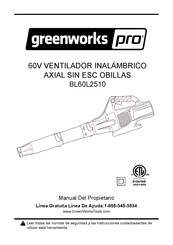 GreenWorks Pro BL60L2510 Manual Del Propietário