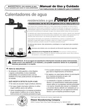 Rheem Manufacturing PowerVent 42VP40F Manual De Uso Y Cuidado