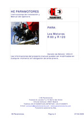 HE PARAMOTORES R 80 Instrucciones De Instalación Y Manual Del Operario