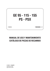 Mosa GE 115 PS Manual De Uso Y Mantenimiento Catálogo De Piezas De Recambio