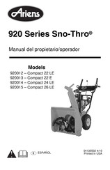 Ariens Sno-Thro 920013 Manual Del Propietário