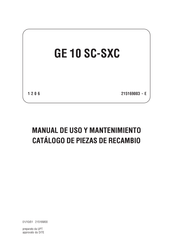 Mosa GE 10 SXC Manual De Uso Y Mantenimiento Catálogo De Piezas De Recambio