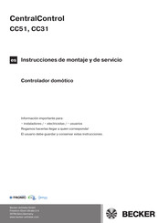 Becker CentralControl CC51 Instrucciones De Montaje Y De Servicio