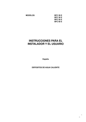 A.O. Smith BFC 28 E Instrucciones Para El Instalador Y El Usuario