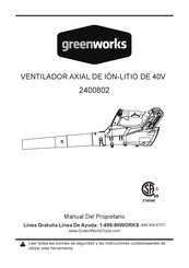 GreenWorks 2400802 Manual Del Propietário