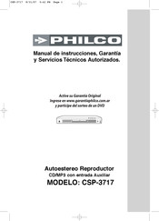 Philco CSP-3717 Manual De Instrucciones Garantía Y Servicios Técnicos Autorizados