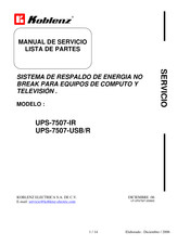 Koblenz UPS-7507-USB/R Manual De Servicio