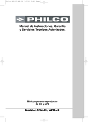 Philco APM-J4 Manual De Instrucciones Garantía Y Servicios Técnicos Autorizados