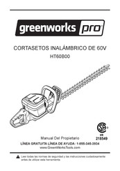 GreenWorks Pro HT60B00 Manual Del Propietário