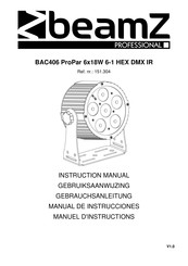 Beamz professional BAC406 ProPar 6x18W 6-1 HEX DMX IR Manual De Instrucciones