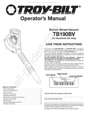 Troy-Bilt TB190BV Manual Del Operador