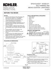 Kohler SPUN GLASS VESSELS 2276-TG2 Instrucciones De Instalación
