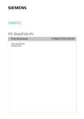 Siemens SIMATIC PC BI45 Ficha Del Producto