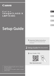 Canon Color imageCLASS X LBP1538C Guía De Configuración