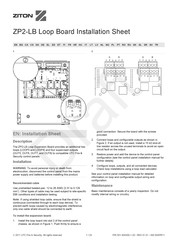 Ziton ZP2-LB Hoja De Instalación