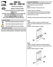 CAME DBC 04 Manual De Instalación