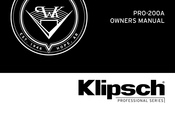 Klipsch PROFESSIONAL Serie El Manual Del Propietario