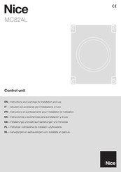 Nice MC824L Instrucciones Y Advertencias Para La Instalación Y El Uso