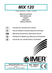 IMER MIX 120 Manual De Uso, Mantenimiento Y Recambios