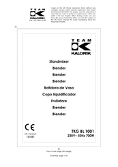 Team kalorik TKG BL 1001 Manual De Instrucciones