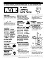 Wayne ESP15 Manual De Instrucciones De Operación Y Piezas