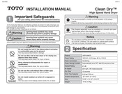 Toto CLEAN DRY HDR100#GY Manual De Instalación