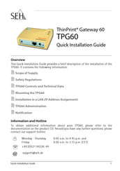 SEH ThinPrint TPG60 Guía De Instalación Rápida