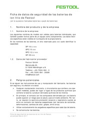 Festool BP 18 Li Serie Instrucciones De Seguridad