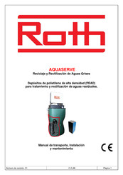 Roth AQUASERVE Manual De Transporte, Instalación Y Mantenimiento