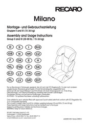 RECARO Milano Instrucciones De Montaje Y Uso