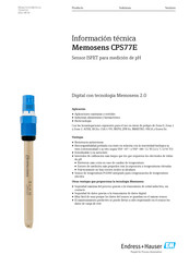 Endress+Hauser Memosens CPS77E Información Técnica