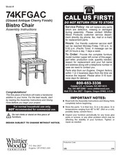 Whittier Wood Products Bistro 74KFGAC Instrucciones De Montaje