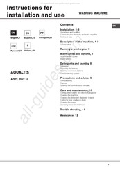 Hotpoint AQUALTIS AQ7L 092 U Instrucciones De Instalacion Y Uso