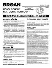 Broan QT140LE Manual De Instrucciones