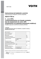 Voith GPK Serie Instrucciones De Instalación Y Servicio