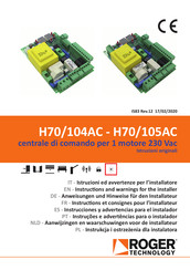 Roger Technology H70/104AC Instrucciones Y Advertencias Para El Instalador